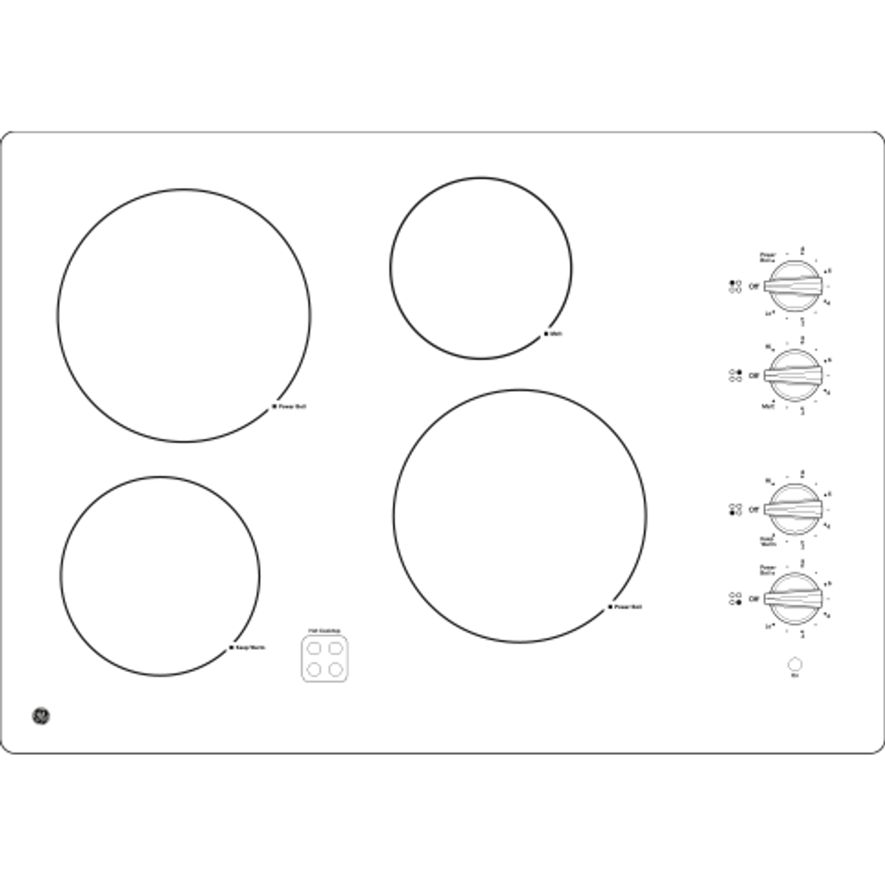 GE 30″ Built-In Knob Control Electric Cooktop JP3030DWBB - Image 4